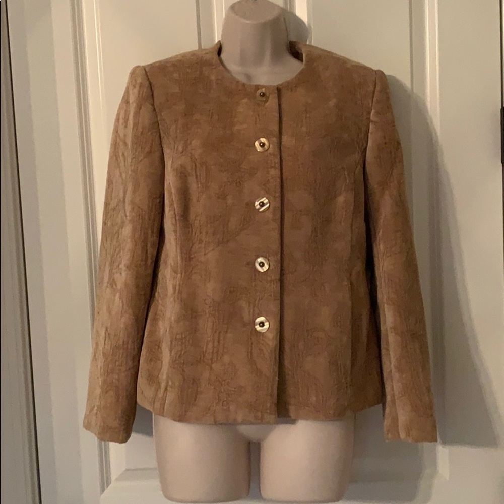 DRAPERS & DAMONS TAN BUTTON FRONT 6P  LS JACKET